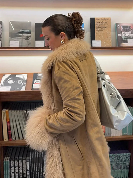 Women’s Medium-Length Faux Fur Spliced Winter Coat