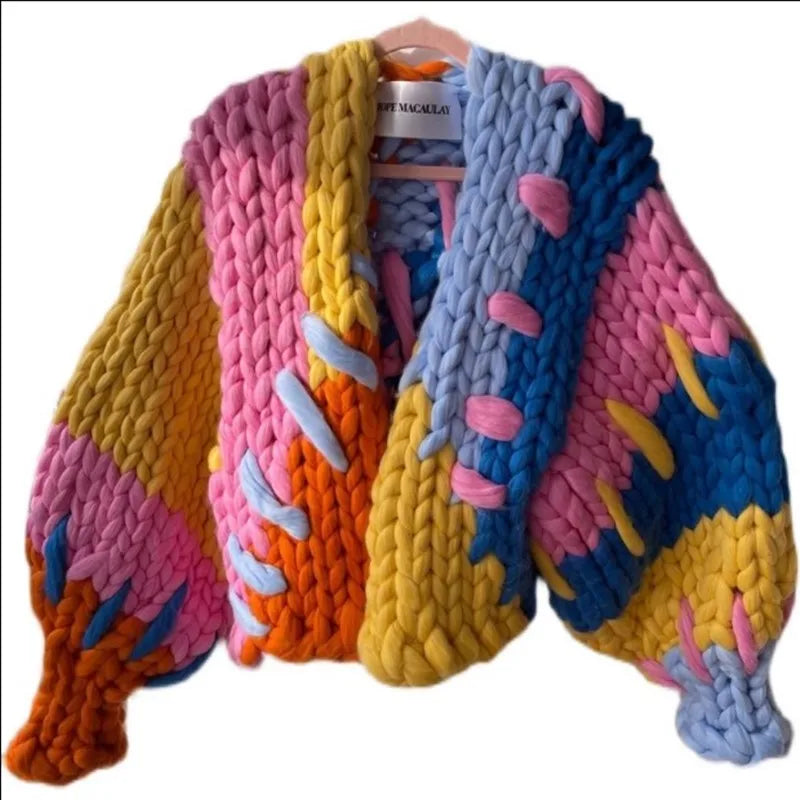 Women’s Thick Knit V-Neck Wool Sweater Cardigan – Soft Casual Long Sleeve Fall Winter