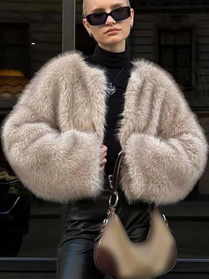 VELLA Faux Fur Effect Short Jacket – Winter Streetwear