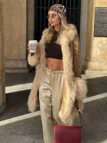 Women’s Medium-Length Faux Fur Spliced Winter Coat