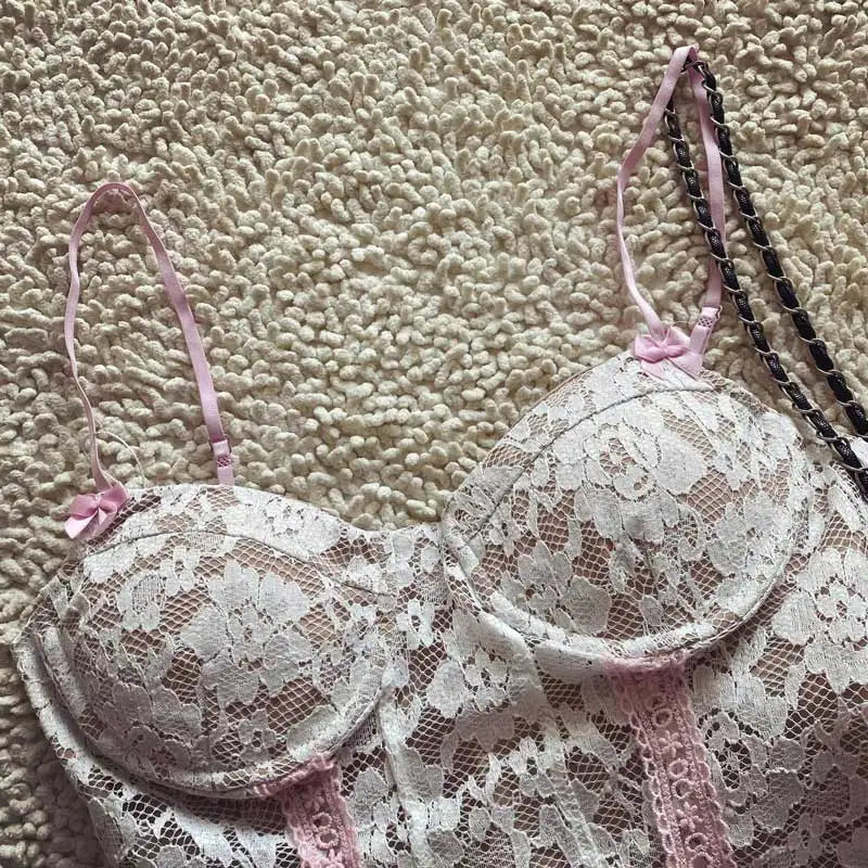 White Boho Corset Crop Top | Sexy Y2k Sleeveless Blouse