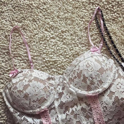 White Boho Corset Crop Top | Sexy Y2k Sleeveless Blouse