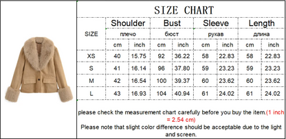 VELLA Chic Spliced Faux Fur Collar Jacket – Winter Elegance