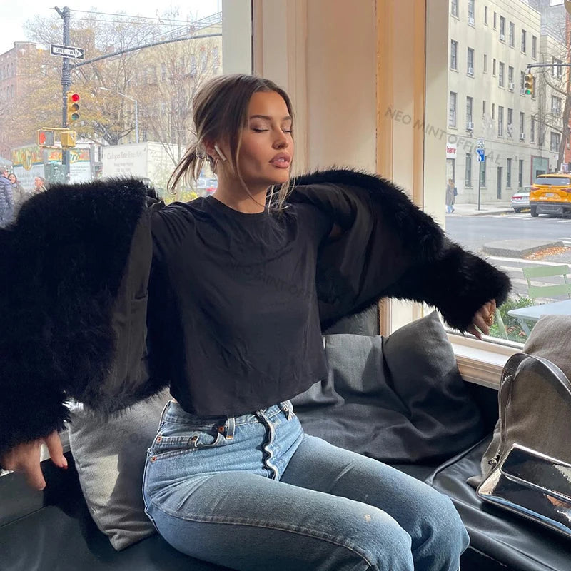 VELLA  Mint Shawl Collar Faux Fur Jacket – Winter Street Chic