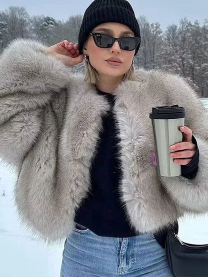 VELLA Faux Fur Effect Short Jacket – Winter Streetwear