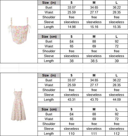 Pink Floral Boho Cotton Midi Dress – Strapless Corset Summer Party Dress with Side Slit