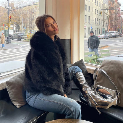 VELLA  Mint Shawl Collar Faux Fur Jacket – Winter Street Chic